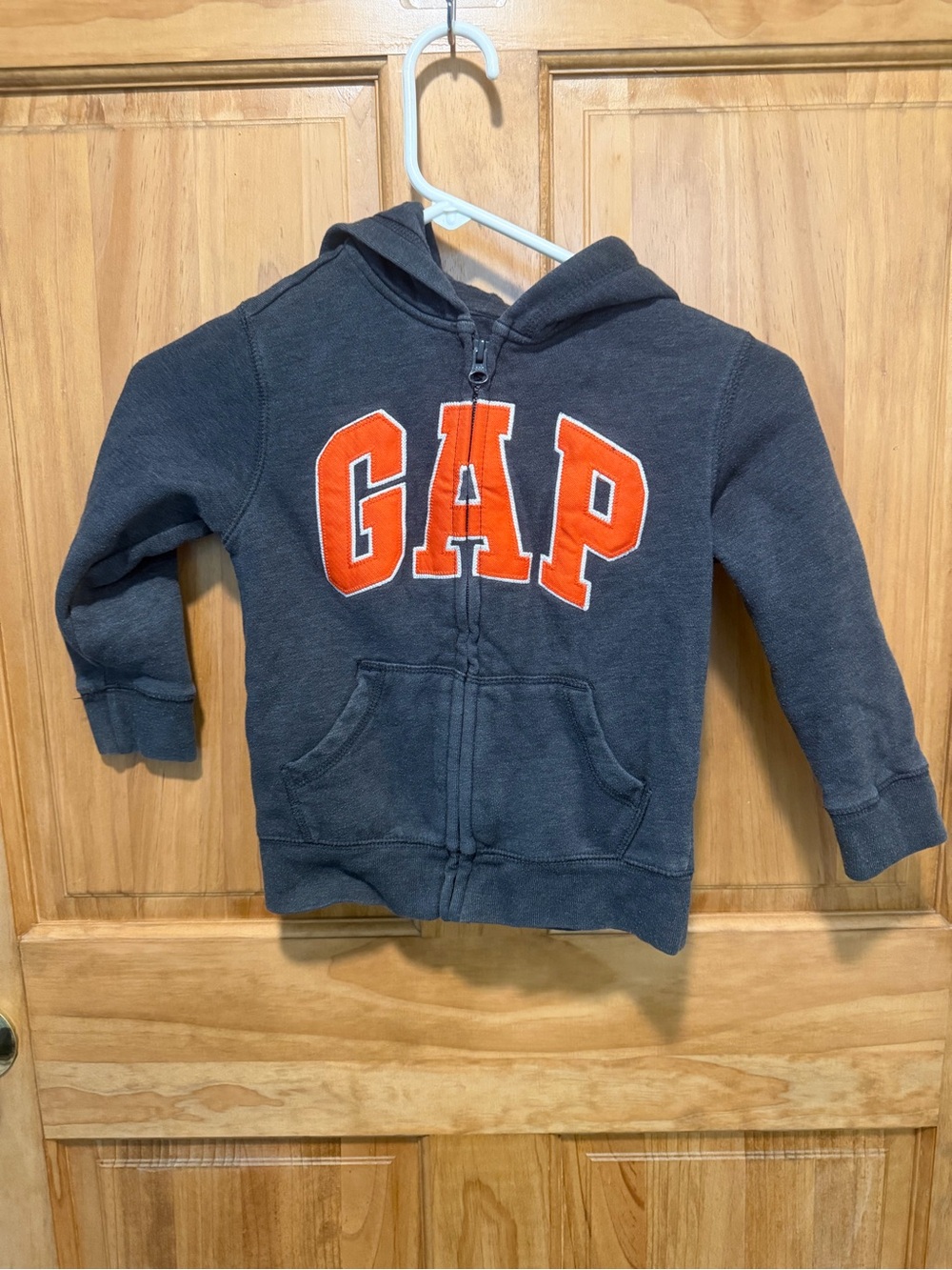 Baby Gap Boys Charcoal Gray Orange Logo Full Zip Hoodie Size 5 Years 2014